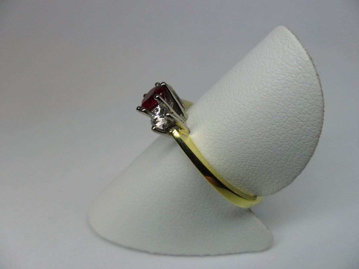 Trap Riviera Ring met Diamant en Robijn Geelgoud